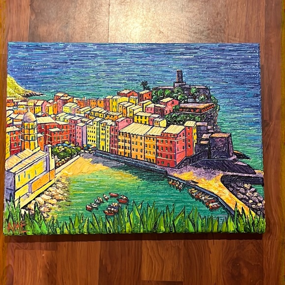 Original Painting Vernazza Cinque Terra Italy by Ana Maria Edulescu